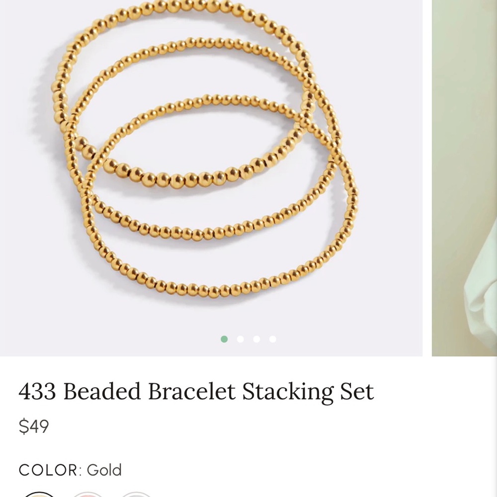 Mint and Lilly stackable waterproof gold bead stretch bracelet, new with tags